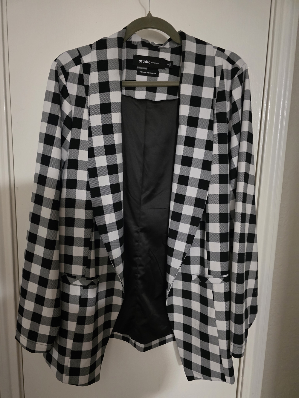Studio 1940 Black & White Gingham Blazer